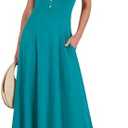 ANRABESS Women Summer Casual Sleeveless Maxi Sundress Button Fit & Flare A-Line Flowy Long Dresses 2025 Beach Outfits Size XL