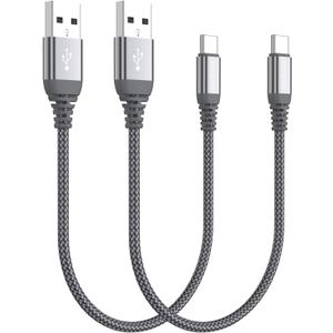 5 x Short USB C Cable(0.5ft 2-Pack),USB Type C Charger Nylon Braided Fast Charging Cord Compatible iPhone 16/15 Pro/15 Pro Max Samsung Galaxy S10+ S9 S8 Plus,Note 9 8,LG G6 G7 V35,Pixel 2 XL