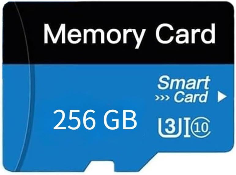 TF SD Card 256GB with Adapter, High Speed Memory Card, UHS-I C10 A1 Memory TF Card for Tablet/Mobile Phone/Camera/Car Audio/Game Console (Blue 256GB)