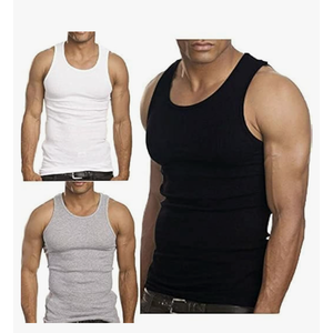 Multipacks Mens 100% Cotton Tank Top White/Black Wife Beater A-Shirt Undershirt Pack 3 XXL