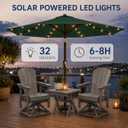 10FT Solar Patio Umbrella with Lights, Outdoor Table Market Umbrella with 32 LED Lights, 8 Sturdy Ribs, Push Button Tilt and Crank for Pool, Deck and Garden, UV-Resistant