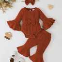 SUNNY PIGGY Baby Girl Clothes Infant Newborn Outfits Romper 0-18 Month Toddler Girls Clothing Pant Set (Orange)