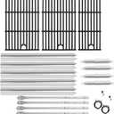 Grill Parts for Charbroil Performance 5 Burner 463448021 463449021 463450022 463451022 463455021, 17 inch Cooking Grate, Burner and Heat Plate for Charbroil Grill Replacement Parts