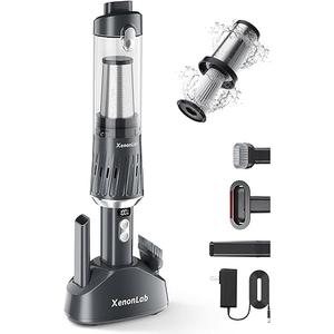 Handheld Vacuum Cordless 25000Pa Car Vacuum 3-In-1 Handheld Vacuum, Includes Smart Display and Charging Base Hand Vac Cordless Rechargeable One-Touch Empty for Home/Pet/Car (Silver)