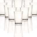 Circleware Matrix Juice Drinking Glasses, Huge Set of 10, Heavy Base Tumbler Beverage Ice Tea Cups, Home & Kitchen Entertainment Glassware for Water, Beer, Whiskey Bar Decor, 7 oz, Clear