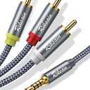 RIKSOIN 3.5mm to 3 RCA Audio Video Cable, 6.6FT/2M 3.5mm to 3-Male RCA Adapter Stereo AUX Cord AV Cable for MP3, Camcorders, Tablet, Speaker, Home Theater, DVD Player & More (Grey)
