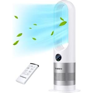 Bladeless Fan, 26" Bladeless Tower Fan with Remote, 8 Speeds, 90 Oscillation, 9 Hour Timer, Large LED Display with Auto Off, Easy to Clean, Standing Floor Fan for Bedroom, Home, Office