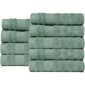 MUSH Rayon Derived from Bamboo Face Towel Washcloth | Ultra Soft, Absorbent Towel for facewash, Gym, Pool, Travel, Spa, and Yoga | 500 GSM 13 x 13 Inches | Pack of 9, Olive