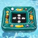 WERNNSAI Floating Pool Card Table Inflatable Drink Snack Holder with Waterproof Playing Cards & 2 Foam Inserts 40 Floating Game Tray for Pool or Beach Party Summer Fun Accessory for Adults & Family