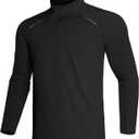 GEMYSE Men's Quarter Zip Pullover Long Sleeve Running Shirt 1/4 Zip Quick Dry Athletic Workout Shirts (Black, XXL)