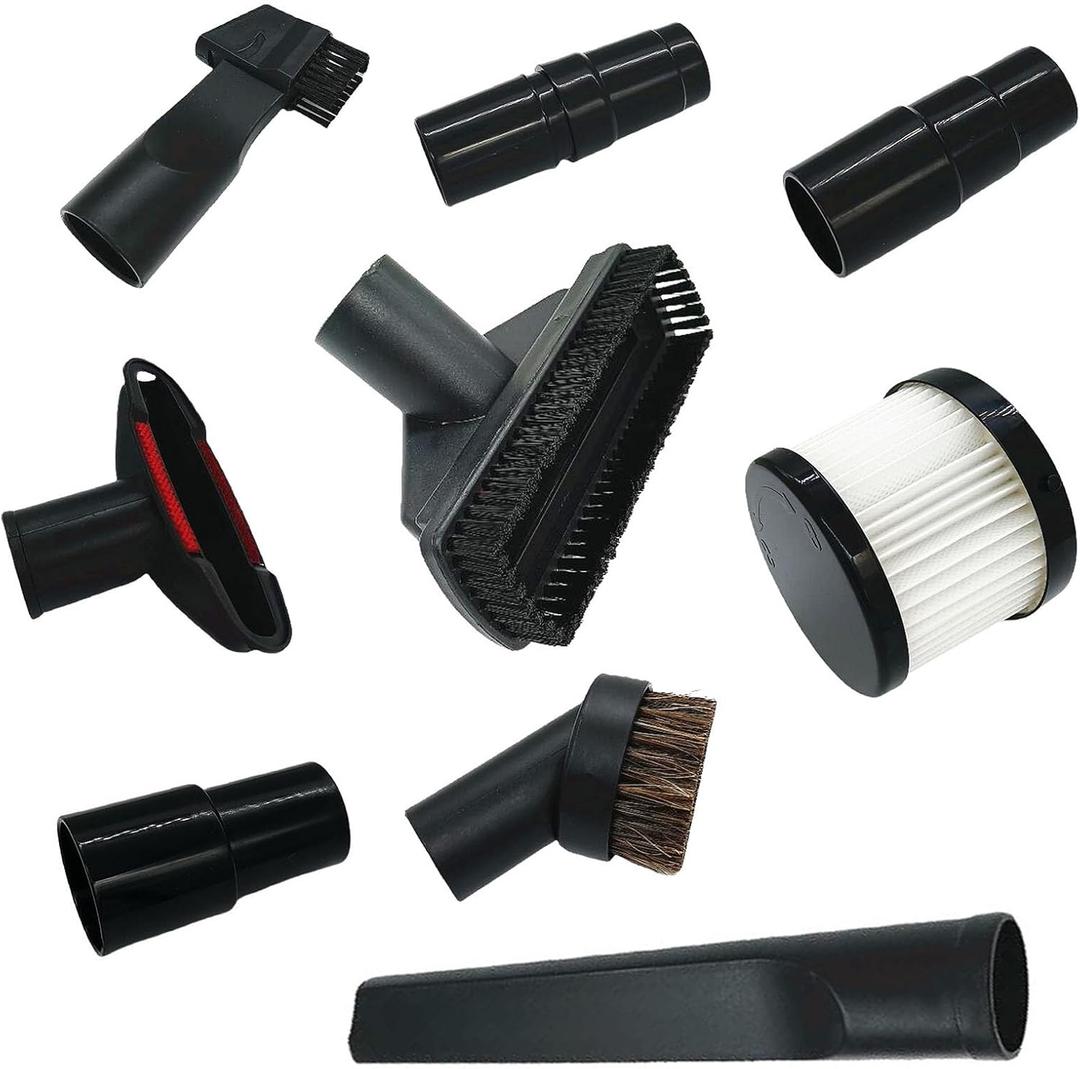 9Pcs 123539-7 123486-2 Vacuum Attachments Parts Replace for DEWALT DCV501HB DCV501LN DCV5011H with Soft Horsehair Dust Brush and Vacuum Cleaner Filter Adapter Kit Household Cleaning