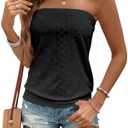 SOLY HUX Women's Strapless Bandeau Tank Top Casual Summer Sleeveless Eyelet Tube Tops, Small, Black