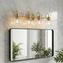 4 Lights Bathroom Vanity Light Fixtures, Gold Traditional Classic Vanity Light with Clear Glass, Bathroom Lighting Fixtures Over Mirror