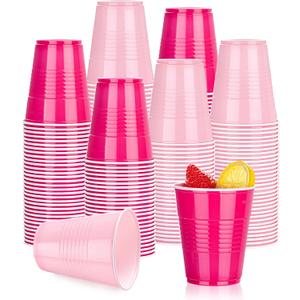 WELLIFE 12 OZ Pink Party Cups - 100 Pack Dual-Pink Cups,Ideal for Spring Gathering Mother's Day Birthday Parties,Girl's Party Princess-Themed Gatherings, Bachelorette Parties, 100PCS