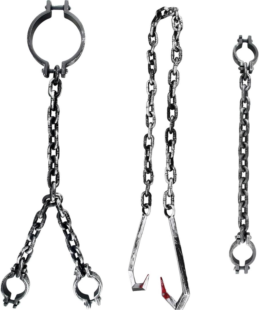 Halloween Plastic Chain Costume Prop Toy Jumbo Plastic Prison Chain Link Headcuffs Handcuffs for Halloween