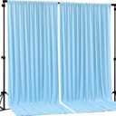 Blue Backdrop Curtains 2 Panels - Wrinkle-Free Light Blue Curtains Polyester Photography Drapes Photo Background for Baby Shower Birthday Party Decorations- 8 X10FT (Blue)