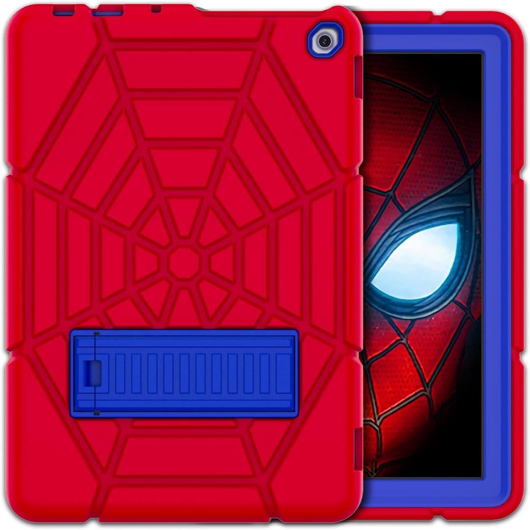 Grifobes (for 13th/11th Generation 2023/2021 Release) All New Kindle Fire HD 10/10 Plus, HD 10 Kids/Kids Pro Tablet, 3-in-1 Heavy Duty Rugged Protective Cover with Stand for Boys Children ((For 13th/11th gen 2023/2021 release) 10.1", Red+Blue)