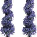 PATIO CHOICE 3ft Artificial Topiary Spiral Trees with Lavender Set of 2 High End Outdoor Faux Plants Realistic Fake Bushes Lilac Shrubs Decorations for Outdoor Front Porch Garden