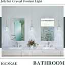 LED Pendant Light Kitchen Island Jellyfish Crystal Pendant Lights Dimmable Chrome Modern Hanging Light for Bedroom Bathroom Living Room 6000K Cool White, 1 Pack