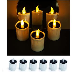 Solar Candle Light, Warm White Light, Solar Charging Tea Wax Light, 6 fire Wax Lights, Suitable for Weddings, Valentine's Day, Halloween, Christmas, Garden Decoration, etc.