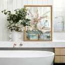 Floating Framed Blue Rustic Farmhouse Flowers Canvas Wall Art for Bathroom, 24"L x 16"W