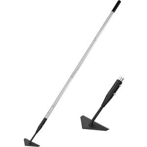 Triangle Garden Hoe, Carbon Steel Weed Remover Edger Lawn Tool with 57.5 Inches Stainless Steel Long Handle, Weed Puller Long Handle Hoe for Digging Weeding Hoeing Loosing Soil