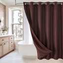 MitoVilla No Hooks Need Brown Waffle Shower Curtain with Snap-in Liner, Modern Waffle Weave Fabric Shower Curtains for Luxury Hotel Grade Spa-Like Bathroom Decor, Dark Brown, 72 x 74