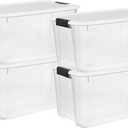 Sterilite 4 Pack Ultra Latching Box, Storage Bins with Lids, Clear Plastic, 70 Quart - Heavy-Duty Organizing Containers for Closet, Bathroom, and Office