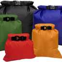 Pimoys 5 Pack Waterproof Dry Sacks, Lightweight Outdoor Dry Bags Ultimate Dry Bags for Kayaking Rafting Boating Camping (1.5L, 2.5L, 3.5L, 4.5L, 6L) (Multicolour)