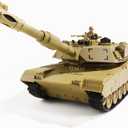 Remote Control Tank, RC US M1A2 Abrams Army Tank Toy, 2.4Ghz 9-Channel RC Military Vehicles with Rotating Turret and Sound, Best Military Toys for Boys Kids (Khaki)