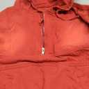 PINSV Women's Half Zip Denim Hoodie Pullover Jacket Jean Sweatshirt Tops (XX-Large, Red)