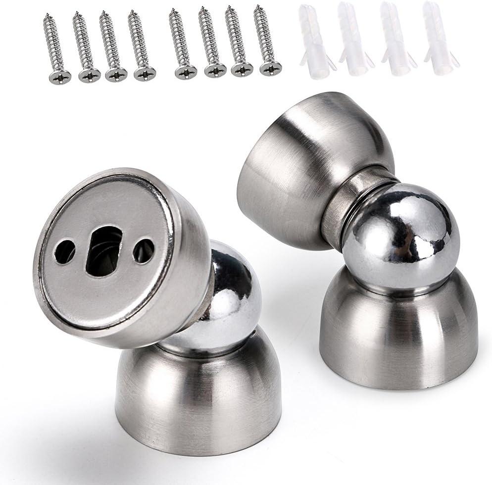 Sumnacon Powerful Magnetic Doorstop - 2 Pcs Stainless Steel Mini Door Stopper, Heavy Duty Magnetism Door Holder for Bedroom Bathroom Kitchen Home Office (Silver)