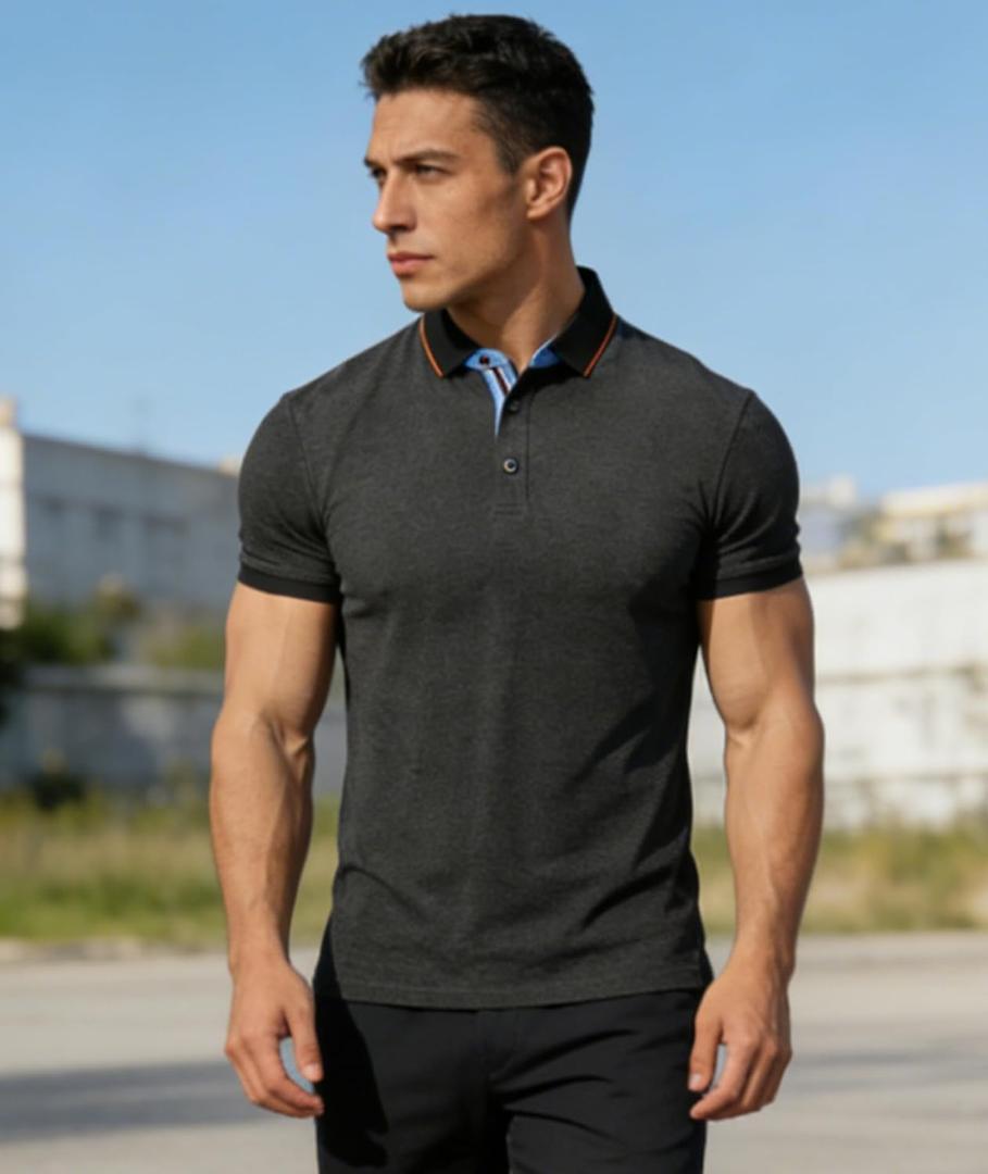 Mens Henley Shirts Short Sleeve Casual Slim Fit Button Down Henley T-Shirts Lightweight Shirts for Men (Medium, Black)