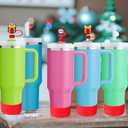 Mity rain 9PCS Christmas Accessories for Stanley Cup - Tumbler Accessories Including 4 Pcs Straw Cover Cap, 4 Pcs Spill Proof Stopper,1 Pc Silicone Boot for Stanley Cup 30/40OZ (Red)