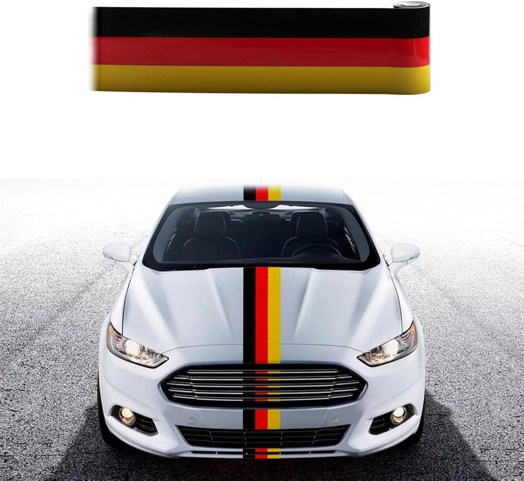 118" x6" Germany Flag Color Stripe Decal Sticker Compatible with Euro Car Audi BMW Mini Mercedes Volkswagen Porsche Volkswagen Pickup Trucks Exterior or Interior Decoration(3Mx15CM) (Red)