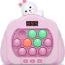 Quick Push Pop Fidget Toys for Kids & Adults, 12 Game Modes Upgraded Light Up Fast Push Bubble Handheld Toy, Stress Relief Party Favors, Christmas & Birthday Gifts for 3-12 (Rabbit)