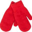 Winter Warm Mittens for Women - Cold Weather Stretch Thick Lining Knitted Gloves S/M (Red)