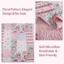 Patchwork Quilt Set King Size, Pink Floral Plaid Bedspread Coverlet Set Boho Rustic Quilt Bed Cover, 3 Piece Soft Microfiber Reversible Pink Grey Bedding Set for Women Girls