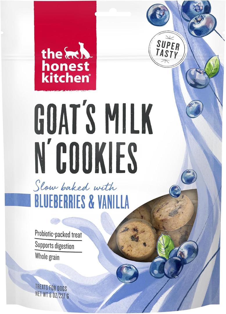 4 x The Honest Kitchen Goat's Milk N' Cookies: Slow Baked with Blueberries & Vanilla, 8 oz Bag