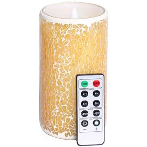 Flameless Candles 6 inches Flickering Moving Flame Wick LED Candles Battery Powered Pillar Flameless Candle with Timer and Remote for Home Wedding Birthday Halloween Christmas Anniversary Events Deco (Champagne)