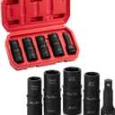 Bates- Lug Nut Impact Socket Set, 5 pcs, Lug Nut Socket Set 1/2 Drive, 21mm Lug Nut Socket, Lugnut Impact Socket Set, Lug Nut Sockets, 22mm Lug Nut Socket Set 1/2 Impact, Wheel Lug Nuts Socket
