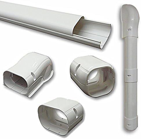 DuctlessAire Paintable Mini Split Line Set Cover Kit - Lineset Cover for Ductless Mini Split Air Conditioner Unit - Outdoor Cable Covers - Wall Cap, Hide-A-Line, Coupler & End Cap (White, 3" x 7.5 Ft)