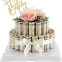 Money Cake - No DIY - Fake Rose Flower Cake Gift Boxes Birthday Gifts for Her and Him Gift Ideas,Surprise Money Box for Cash Gift Pull - 2 Tier Dispenser
