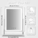 HIEEY Lighted Makeup Mirror, 17.3" x 13" Hollywood Vanity Mirror with Lights, Three Color Lighting Modes, and 5X Magnification Mirror, Smart Touch Control, 360Rotation (White,Gift Box)