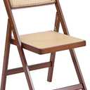 Tiita Rattan Dining Chairs Set of 1, Mid Century Modern Folding Chair, Bamboo Folding Dining Chairs for Small Space, Dining Room, Living Room, Bedroom, Walnut