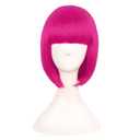 MapofBeauty 12 Inch /30 cm Fashion Lady Short Straight Synthetic Flat Bangs Bob Wig (Hot Pink)