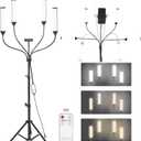 LED Video Light Kit with Four-arms, Studio Light for Video Recording Photography Lighting Kit, Dimmable LED Floor Light for Lash Techs, Estheticians & Tattoo Artists with Tripod Stand&Phone Holder