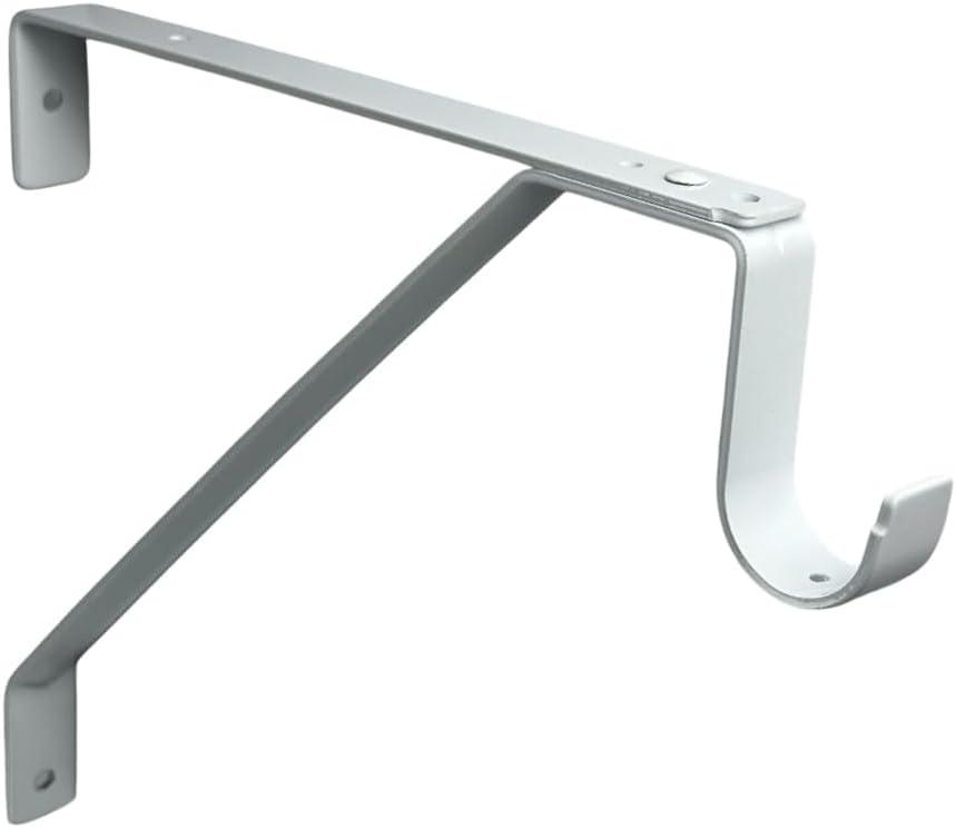 QCAA Heavy Duty Adjustable Shelf Rod Support Bracket for 3/4" Wall Cleat, Powder Coated White, 1 Pack, Made in Taiwan