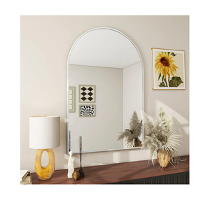 BEAUTYPEAK 24"x36" Arch Bathroom Mirror, Wall Mounted Vanity Metal Frame Mirror for Bedroom, Entryway, Living Room, Silver
