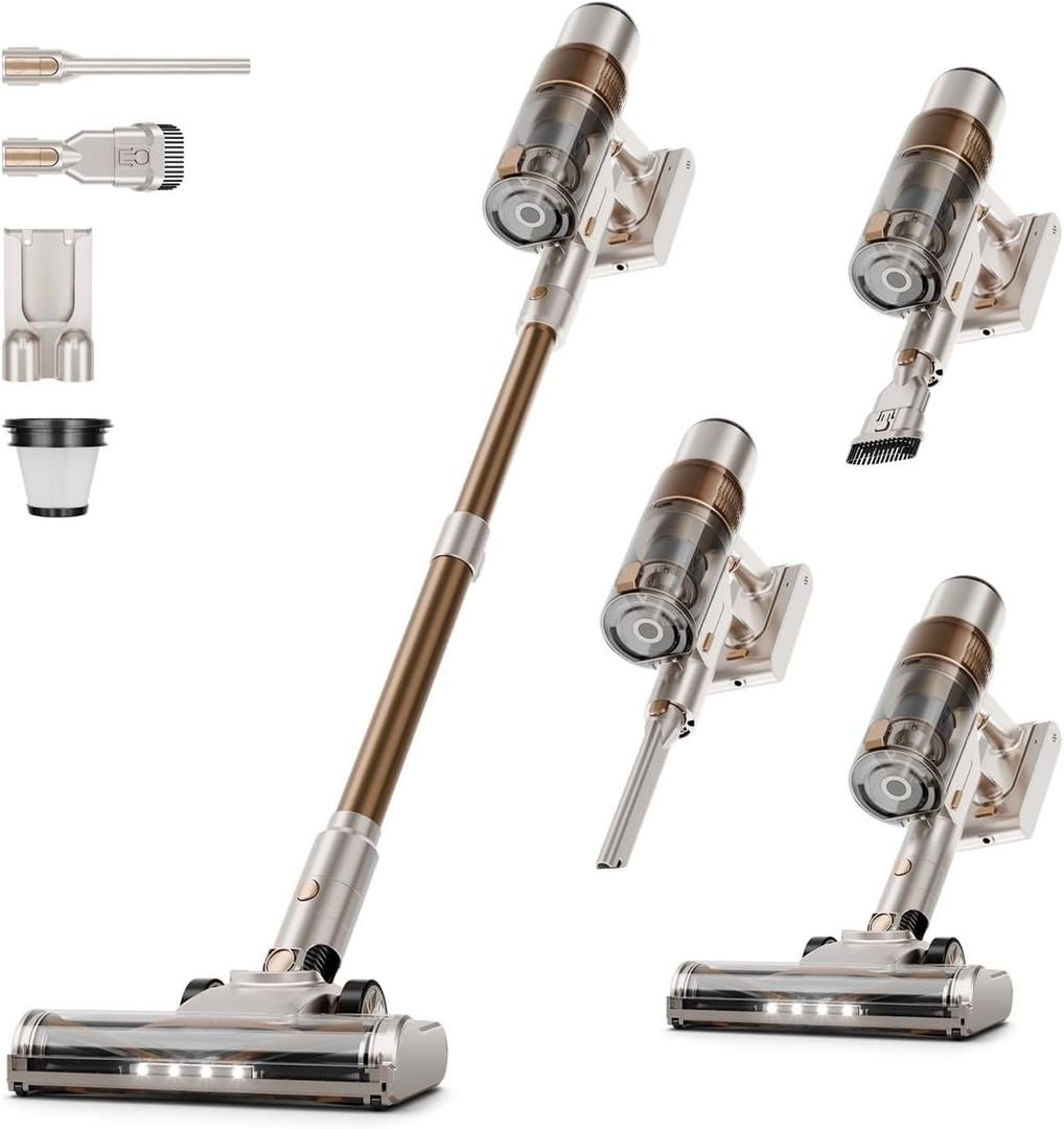 Cordless Vacuum Cleaner - Vacuum Cleaners for Home, Anti-Tangle Brush, 6-in-1 Rechargeable Vacuum for Pet Hair